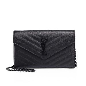 YSL black on black wallet on chain
